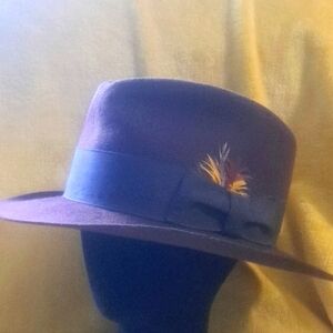 Brown Fedora Hat with Feather Accent